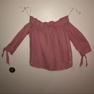 Off the shoulder, pink gingham top